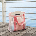 Large Capacity Travel Pool Waterproof PU Foldable Luxury Bag Exterior Zipper Pocket Mesh Shopping Beach Bag with Tote